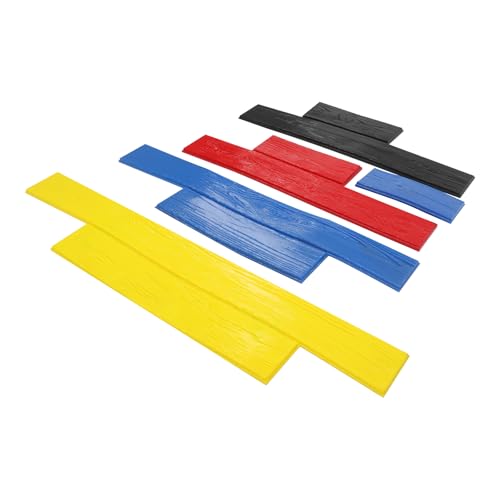 Concrete Stamp Set, 5 Pieces Wood Grain Stamp Mat with Practical Handles, Portable Manual Concrete Molds Concrete Texturing Mold Stackable Waterproof Embossing Wall/Floor Texture Plates