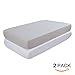 TILLYOU 2 Pack Fitted Crib Sheet Set - 100% Solid Standard Natural Cotton Toddler Bed Mattress Sheets,Standard 28”x 52”, White&Charcoal Gray