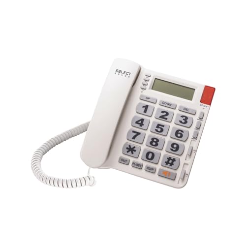 Select Sound | Teléfono Alámbrico con Numeros Grandes e identificador de Llamadas con función de Manos Libres para Casa U Oficina