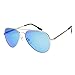 Zacway Small Polarized Spring Hinges Metal Aviator Sunglasses UV400 52mm (Silver Frame/Mirror Blue Lens, 52)