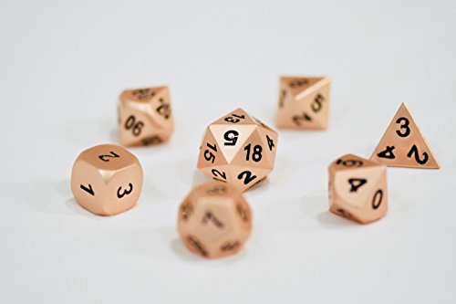 image for MicoYuan Metal Polyhedral Game Dice Set of Rose Gold 7pc Set for Dunge