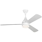 Generation Lighting | 3STMSM52RZWD | Streaming Smart 52" Dimmable Indoor/Outdoor Integrated Led White Ceiling Fan With Remote