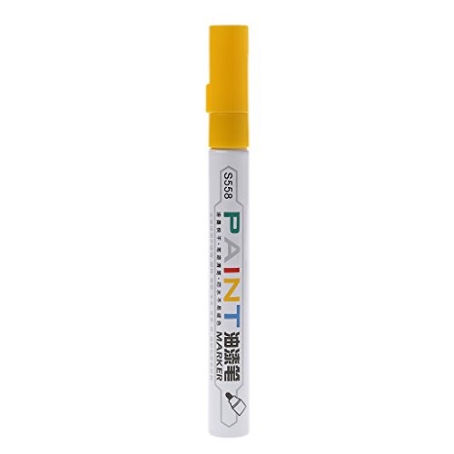 Ladaidra Waterproof Permanent Paint Marker Pen Tire Metal Outdoor Marking Oil-Ink Pens (Yellow)