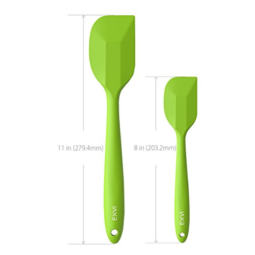 EXVI 2-Piece Flexible Bpa Silicone Spatula Rubber Spatula Set Heat Resistant Non-Stick Bowl Scraper Baking Utensils (Green) - Thumbnail 6