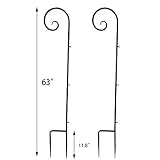 Vencer Set of 2 Shepherd Hook 63 Inch Tall 7/10 in Thick Rust Resistant Premium Metal Hook for Weddings Hanging Plant Baskets Solar Lights Christmas Lights Lanterns Bird Feeders,Black,VHH-001