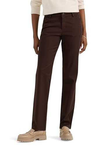 Lee Women's Wrinkle Free Relaxed Fit Straight Leg Pant Espresso 12 Long