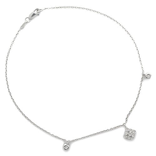 Gioie Women's Anklet in White 18k Gold with Diamond H/SI, Cm 23, 3.2 Grams