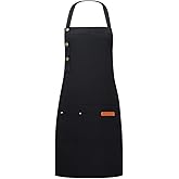 GSHLLO Unisex Waterproof Baking Apron Classic Cooking Apron Plain Kitchen Apron Adjustable Restaurant Apron with Pockets for Home