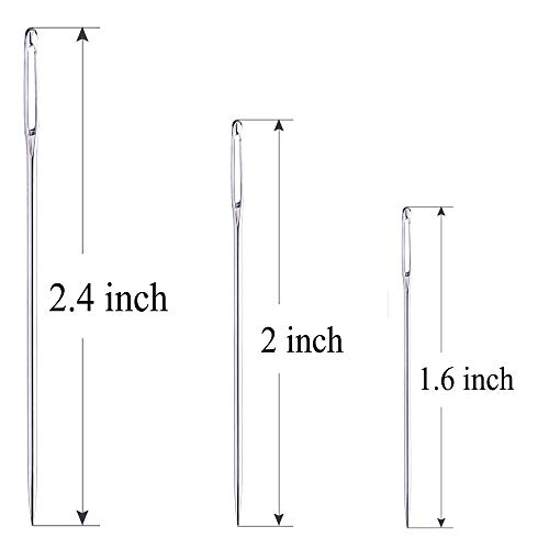 30 Large Eye Stitching Needles 1.6'' to 2.4'' Sizes Big Eye Hand Sewing Needles in Clear Storage Tube - Thumbnail 2