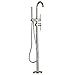 Zovajonia Brushed Nickel Floor Mounted Bathtub Shower Faucet Set 2 Handles Free Standing Tub Filler with Hand Shower