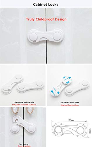 Baby Safety Kit LANEYLI Proofing Kit with Door and Cabinet Locks, Drawer Locks, Multi-use Safety Locks, Clear Corner Protectors, Outlet Covers Accident Proof Devices Tools Free No Drill Required 34Pcs