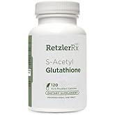 RetzlerRx S-Acetyl Glutathione Supplement 100 mg. per Capsule, Made in USA - 120 Acid-Resistant Capsules - Antioxidant Support - Non-GMO, Soy & Gluten-Free / Bergaflow®, Pharmaceutical Grade