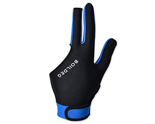 ACE SELECT Billiard Glove with Pad for Left Bridge Hand 1 Piece, 3 Fingers Elastic Lycra Stretchable Pool Cue Snooker Glove - Blue
