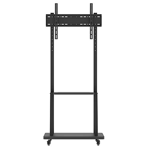 Henf Rolling TV Cart Mobile TV Stand for 40 to 80 inch LCD LED Plasma Flat Panel Screen,Height Adjustable TV Floor Stand Console with Locking Wheels,Max Load 176 Lbs - Thumbnail 2