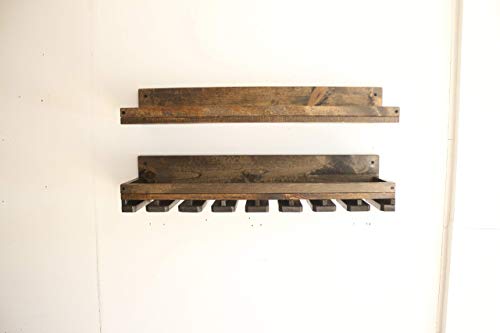 Rustic Wine Rack Shelf and Hanging Stemware Glass Holder (Set)
