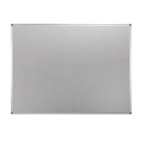 4 Thought Fabric Bulletin Board 36 x 24 Inches Wall Mounted with Silver Aluminium Frame Message Memo Pin Board for Display and Organize Office or Classroom, 3 x 2 Feet, 10 Push Pins Included, Gray