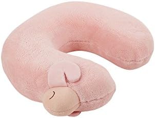 Natural Petting U-shaped Sheep Pattern Memory Foam Travel Pillow Nap Pillow Pink