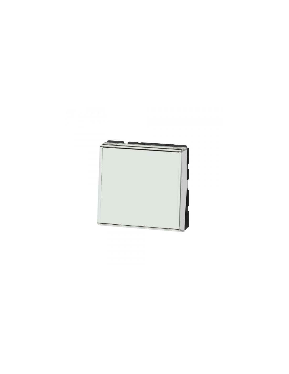 Legrand 077043L Pusher or Diverter, Easy-LED Mosaic Label Holder, 2 Modules, 6A, 250V, White Antimicrobial