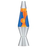 14.5-Inch Silver Base Lava Lamp with Orange Wax in Blue Liquid