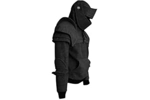Men's Knight Hoodie Medieval Armor Hooded Sweatshirt Retro Mask Elbow Protection Pullover Tops Halloween Costume