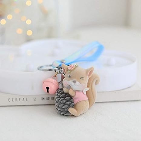 Amazon Co Jp キーホルダー 女性女の子バックパックスクールバッグペンダントキーリングのためのかわいいフロッキングリスの人形キーホルダー子供ぬいぐるみ Color Pendant 2 Height 6 5cm ホーム キッチン