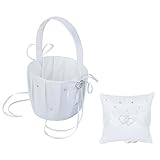 Wedding Flower Girl Basket Double Heart Ring Pillow