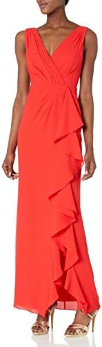 Aidan by Aidan Mattox Women's Crepe Chiffon Vneck Gown