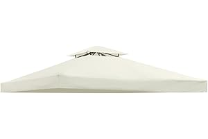 LooDro 10'X10' Canopy Replacement Cover Gazebos & Pergolas Pop Up Tent Shelter Sunshade Waterproof Roof Top Polyester Single/Double Tiered with Air Vent Beige