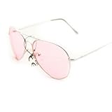 HOTLOVE Premium Quality Fashion Unisex Sunglasses UV400 Lens Technology - Aviator 30011c Pink Lens with Light Weighted Metal Frame - Extra Stunning and Stylish for Women and Men