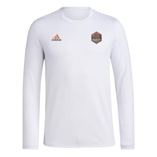 adidas Men's Houston Dynamo Local Stoic Long Sleeve Pre-game T-shirt, White, X-…