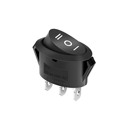MXRS Mini Oval Boat Rocker Switch 12PCS Toggle Switch 10A/125V 6A/250V 3 Pin Toggle Switch SPST On/Off/On 3 Position Replacement Switch for Car Auto Boat Household Appliances,Black
