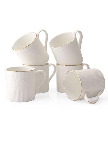 Clay Craft Fine Ceramic Gold Printed Tea/Coffee Cup Set of 6-200 ml Each (Flame IMP 1101), Tea Cup Set of 6, Mugs for Coffee, Cups Set of 6, Mug Set, Ideal for Gifting, Perfect for Home and Office 1