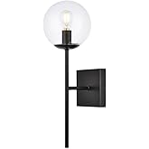 Living District Neri 1-Light Mid-Century Metal Wall Sconce in Black and Clear