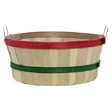 Shallow Bushel Basket, Plain with Red and Green Bands