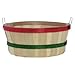 Shallow Bushel Basket, Plain with Red and Green Bands