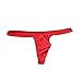 iiniim Men's Sexy Thong Underwear Low Rise Bikini T-Back G-String Ice Silk Briefs Red Medium (Waist 24.0-34.0