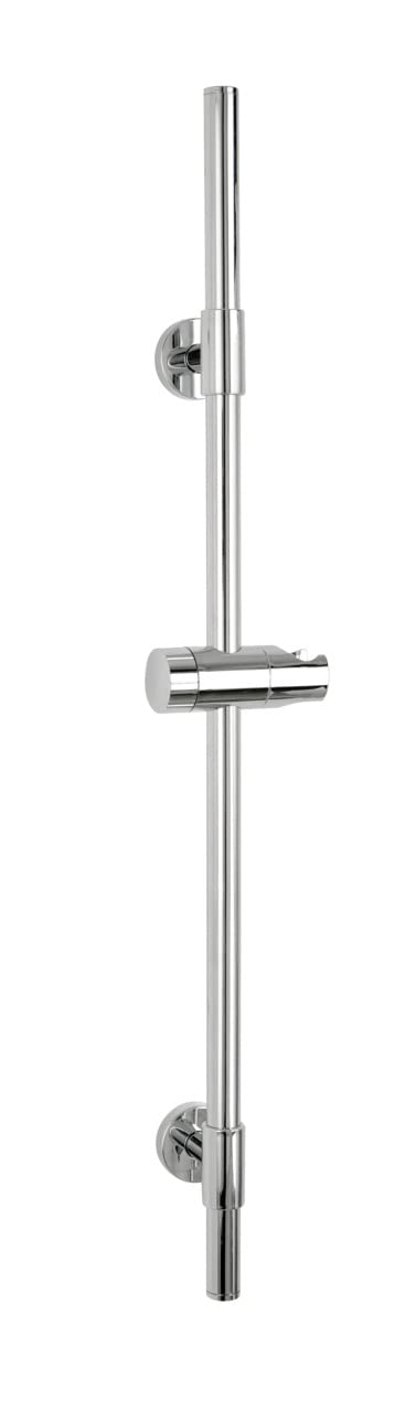 WENKO Basic shower set, shower rod for shower or bathtub made of stainless steel with holder for handheld shower heads and sliding wall mount, dimensions (W/D x H): Ø 1.9 x 66 cm, chrome