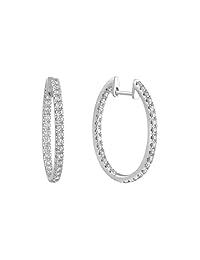 Olivia Paris - Pendientes de aro de oro de 14 quilates y diamante brillante redondo de 1 quilate (H-I, SI2-I1) de 1.0 in