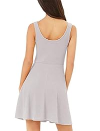 Misfondle - Vestido de mujer sexy, informal, de verano, playero, sin mangas, de algodón acanalado, para patinaje