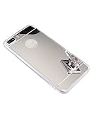 iPhone 7 Plus case, Luxury Back Mirror Clear Slim TPU Bumper Shock-Absorption Anti-Scratch Protective Case Cover Bright Reflection Cute and Elegant for Apple iPhone 7 Plus (2016)- Silver