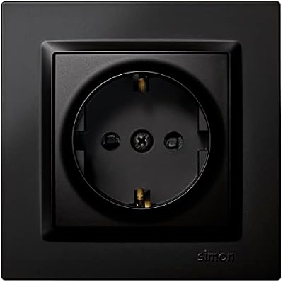 - Presa da incasso Schuko, Simon 10, 250 V, 16 A, presa a parete piatta e sottile, facile da installare, include telaio, coperchio e meccanismo, base di presa femmina, colore nero