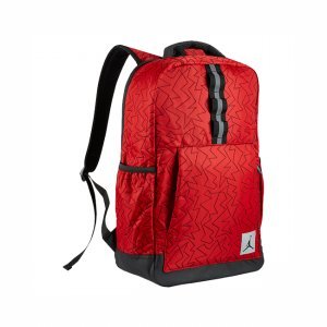 Nike Air Jordan Jumpman Quilted Reflective Backpack Laptop Sleeve, University Red, Black Zig Zag
