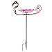 HONGLAND Flamingo Bird Feeder Glass Bowl Birdfeeder Stake with Metal Stand 9 inch Small Bird Bath for Yard Garden Outdoor