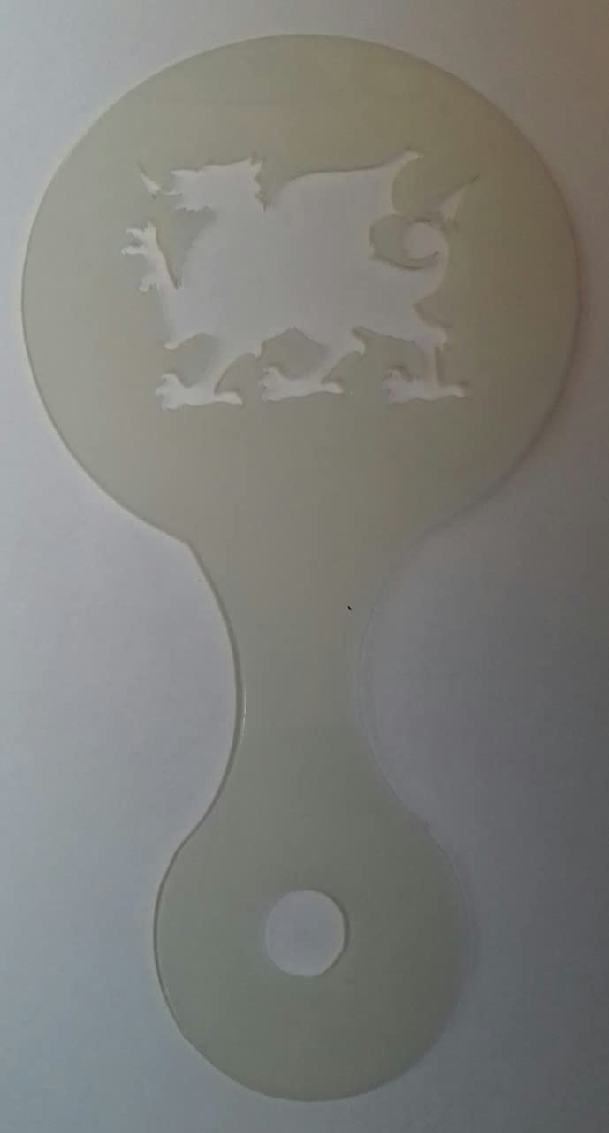 2 x Welsh Dragon coffee/cappuccino stencils reusable many times present gift fundraising Wales St Davids Day 6 nations rugby Internationals