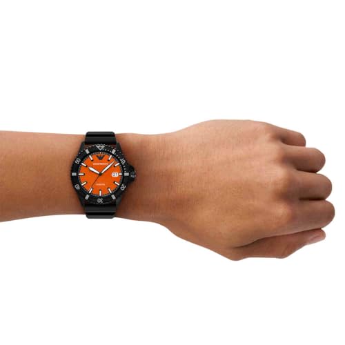 Watch For Men, Quartz Three Hand Date Movement and 42mm Case Size with Silicone Strap