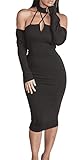 ALAIX Womens Strapless Halter And Matching Sleevelets Bodycon Bandage Dresses