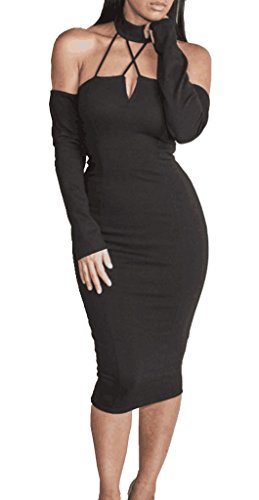 UPC 743401985131, ALAIX Womens Strapless Halter And Matching Sleevelets Bodycon Bandage Dresses Black-L