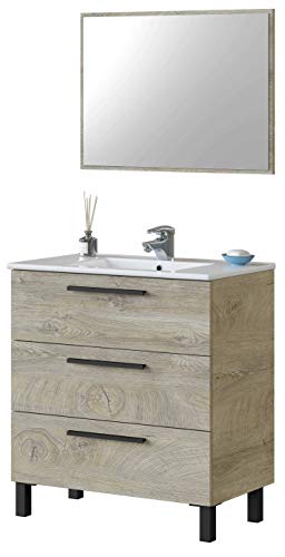 Miroytengo Pack baño Completo Color Roble Alaska Industrial (Mueble