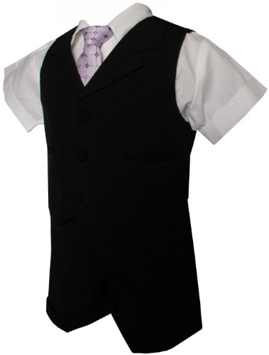 G240 BLACK Baby Toddler Boy Summer Suit Black Short Set (3T)