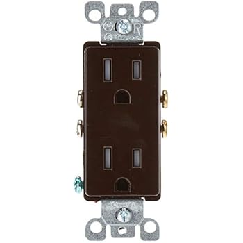 Leviton T5325 15 Amp 125 Volt, Tamper Resistant, Decora Duplex Receptacle, Straight Blade, Grounding, Brown